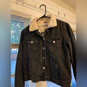Topshop Petite denim jacket with Sherpa collar